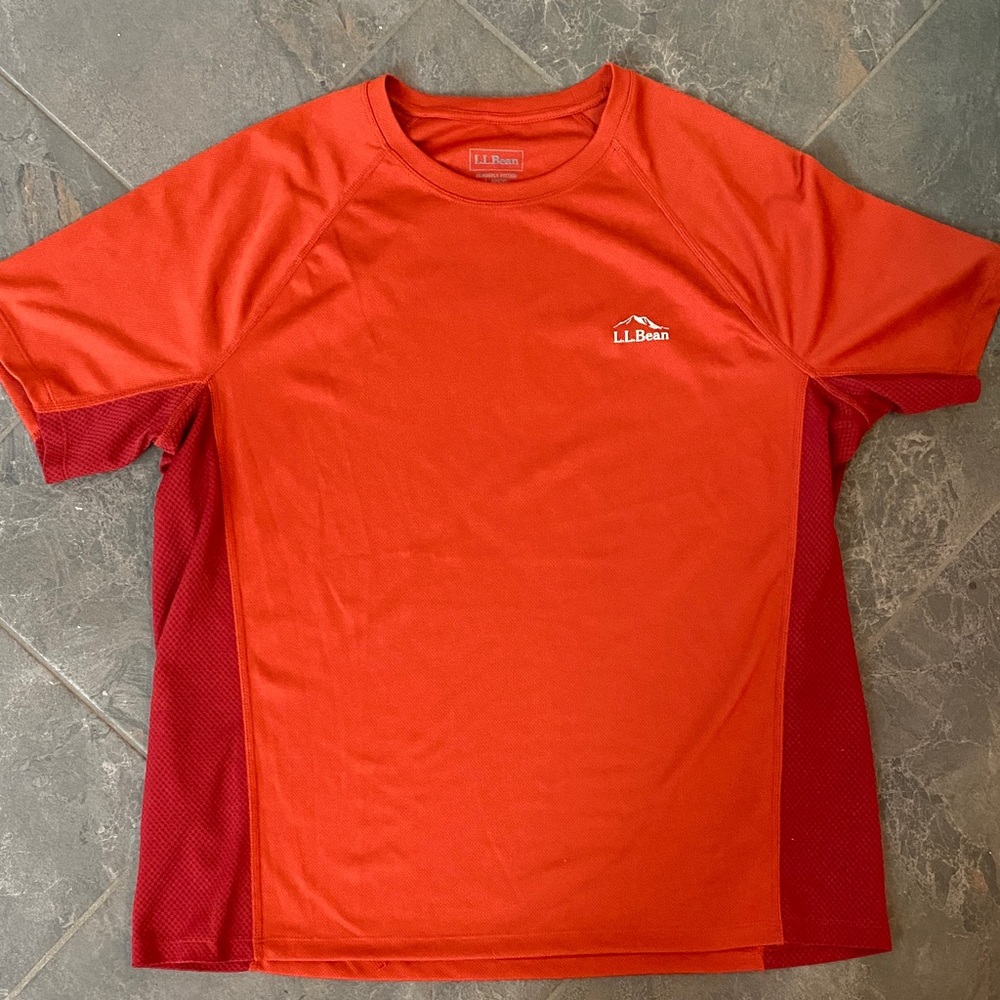 L.L. Bean Two-Tone Active Tee in Orange and Red Like New